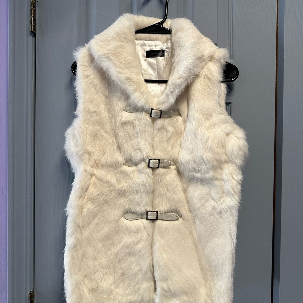 Love Token Plush Faux Fur Vest in Soft Cream